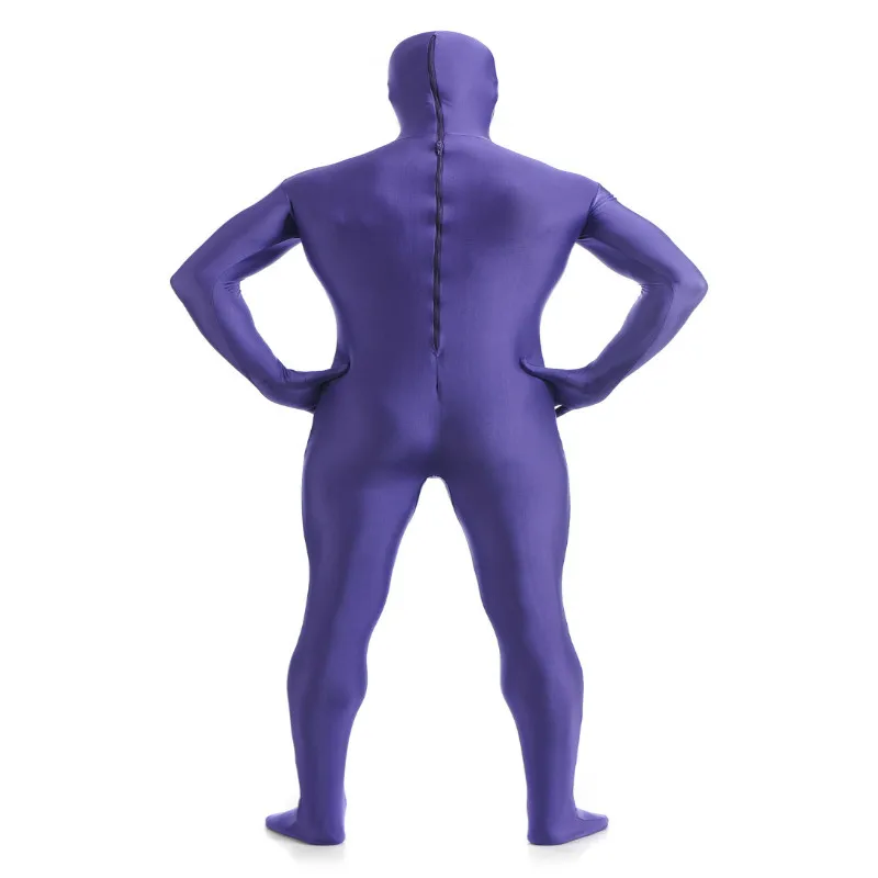 Open Face Zentai Spandex Unisex Catsuit Skin Tight Costume Purple L Open Face Zentai Spandex Unisex Catsuit Skin Tight Costume Purple L