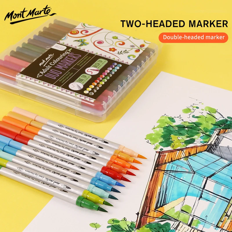 MontMarte 24Color Dual Brush Fine Soft Art Markers Pen Creative Brush Tip Water Based Sketch Markers For Student Coloring Design
MontMarte 24Color Dual Brush Fine Soft Art Markers Pen Creative Brush Tip Water Based Sketch Markers For Student Coloring Design