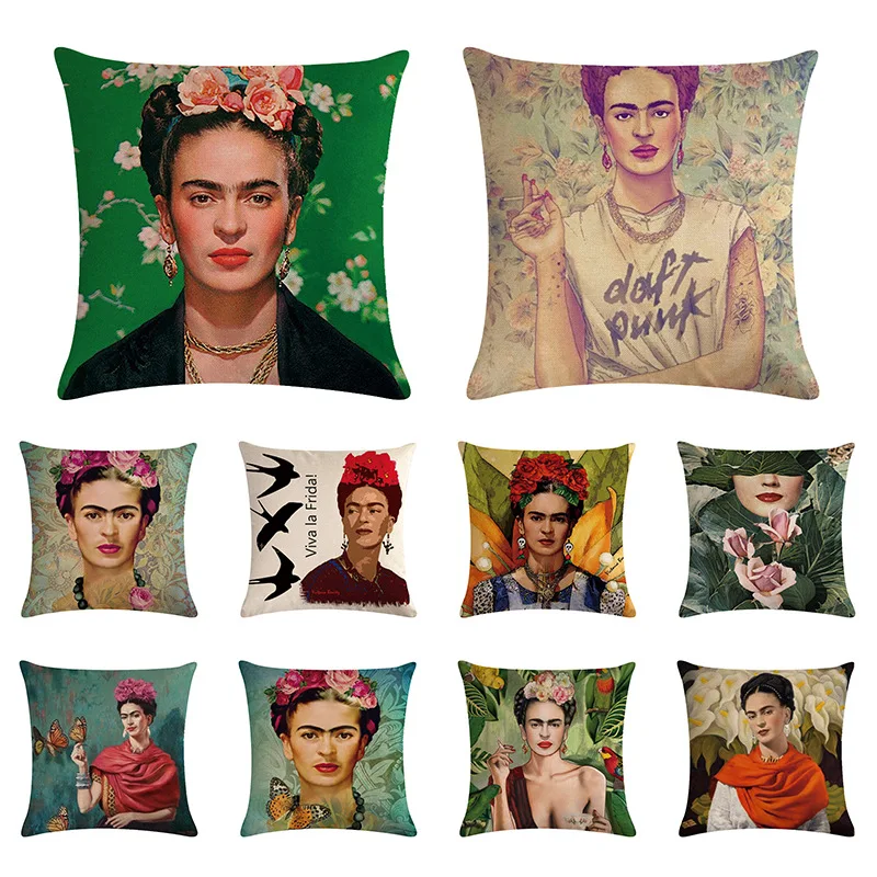 North American new linen pillow Frida Caro woman printed pillowcase sofa hug pillowcase without core 
North American new linen pillow Frida Caro woman printed pillowcase sofa hug pillowcase without core