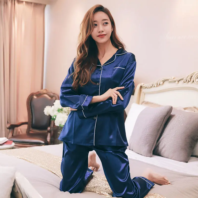 Spring And Autumn Viscose Pajamas Women's Pure Satin Long Sleeve Silk Stretch Yarn
Spring And Autumn Viscose Pajamas Women's Pure Satin Long Sleeve Silk Stretch Yarn