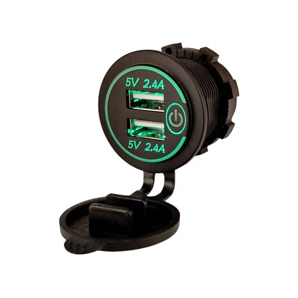 Dual USB Switch With Touch Button Car Motorcycle Boat 5V 4.8A Dual USB Charger Socket Power Outlet Fast Charger with LED light 
Dual USB Switch With Touch Button Car Motorcycle Boat 5V 4.8A Dual USB Charger Socket Power Outlet Fast Charger with LED light