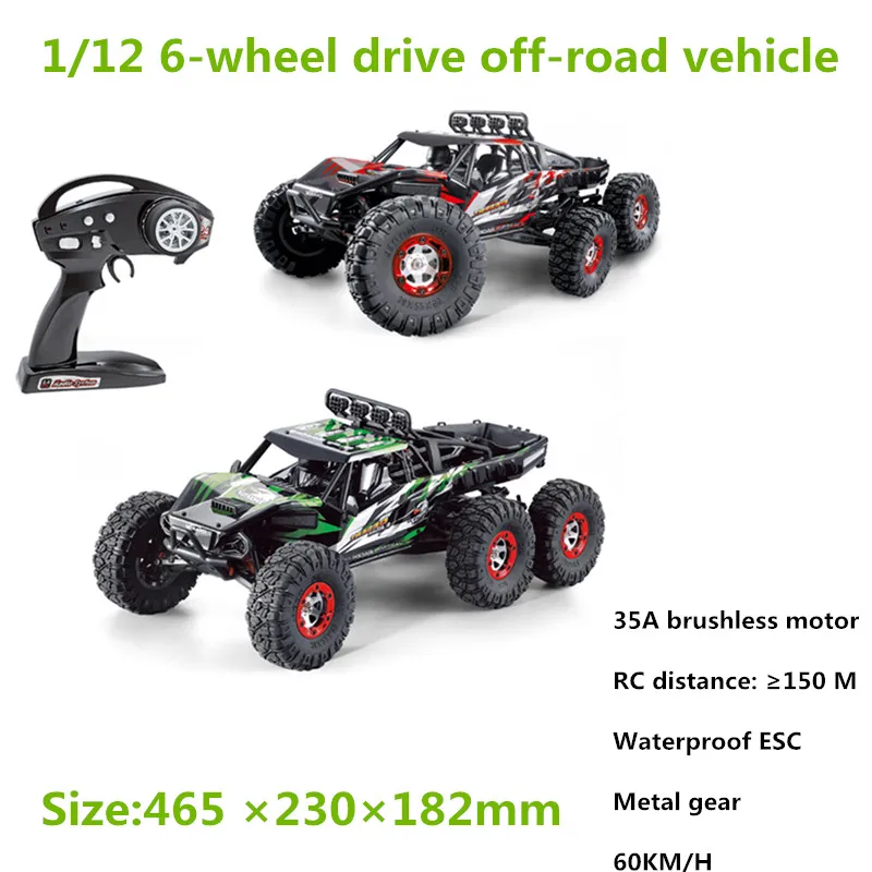 

New 1/12 6WD Off-Road High-Speed Car 2.4GHz RC Cars Brushless Motor 60KM/h All Terrain Off Road Truck Time 10 Minutes