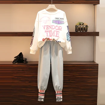 Tracksuit New Autumn Spring Women's Suit Letter Print O-Neck Sweatshirt Patchwork Ankle-Length Pant 2 Piece Set Plus Size 4XL
Tracksuit New Autumn Spring Women's Suit Letter Print O-Neck Sweatshirt Patchwork Ankle-Length Pant 2 Piece Set Plus Size 4XL