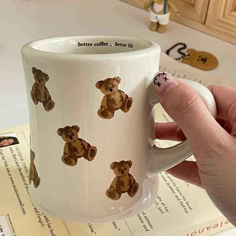 Милая керамическая кофейная кружка с мишкой Тедди чашка для кухни молока чая