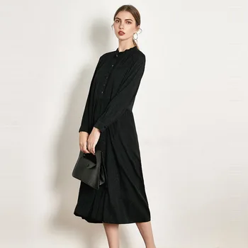 black real silk dresses women natural silk 2019 high quality girls work shirt dress loose plus size long sleeve free ship
black real silk dresses women natural silk 2019 high quality girls work shirt dress loose plus size long sleeve free ship