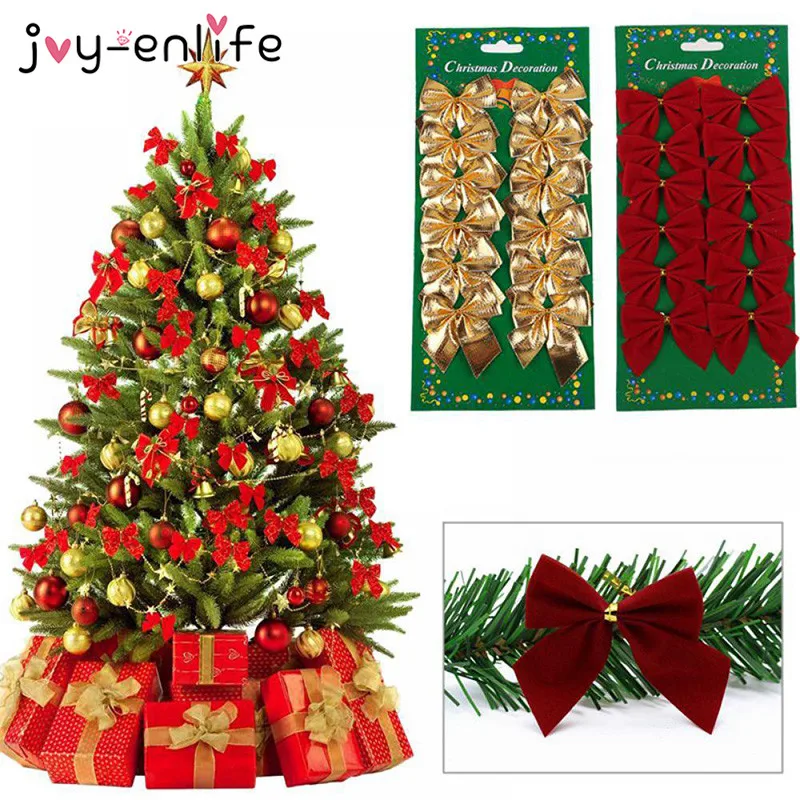 12 шт. галстук бабочка Рождественская елка украшение мини рождественские банты Noel