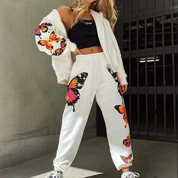 2020 Fashion Female Sport Suit Set Butterfly Print Long Sleeve Hooded Tops High Waist Long Pants Tracksuit Homewear Clothes
2020 Fashion Female Sport Suit Set Butterfly Print Long Sleeve Hooded Tops High Waist Long Pants Tracksuit Homewear Clothes