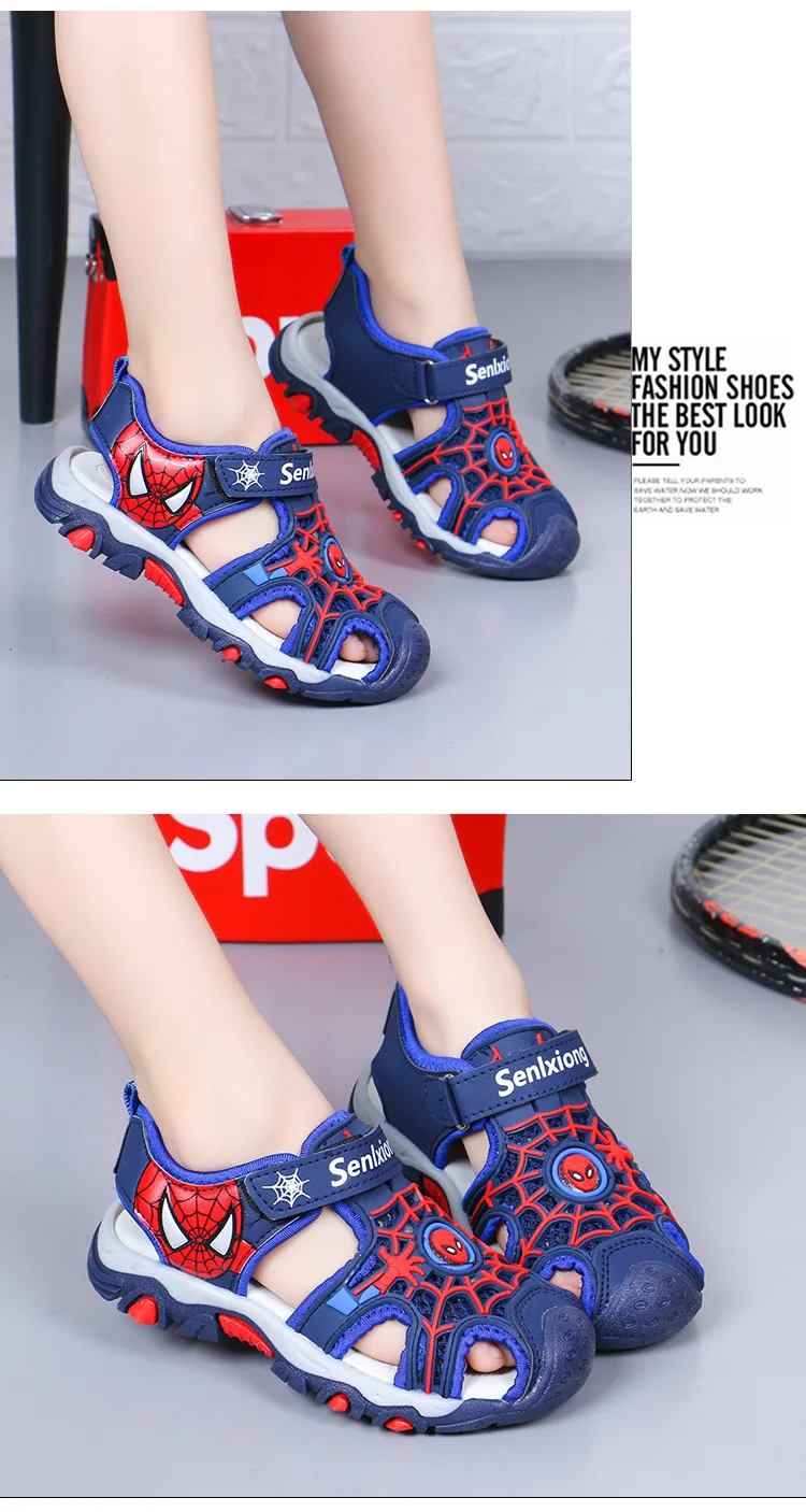 Boys Spiderman-Pattern Summer Sandals