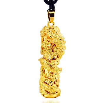 Fashion Gold-plated Dragon Pillar Pendant Necklace Jewellery Chinese Hand-Carved Relax Healing Women Man Luck Gift Amulet
Fashion Gold-plated Dragon Pillar Pendant Necklace Jewellery Chinese Hand-Carved Relax Healing Women Man Luck Gift Amulet