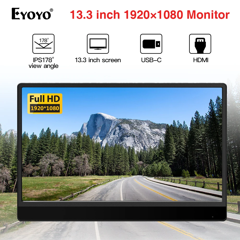 EYOYO EM13RS 13.3" thin portable lcd gaming monitor FHD HDR Screen usb type c hdmi moniteur for laptop phone xbox switch ps4
EYOYO EM13RS 13.3" thin portable lcd gaming monitor FHD HDR Screen usb type c hdmi moniteur for laptop phone xbox switch ps4