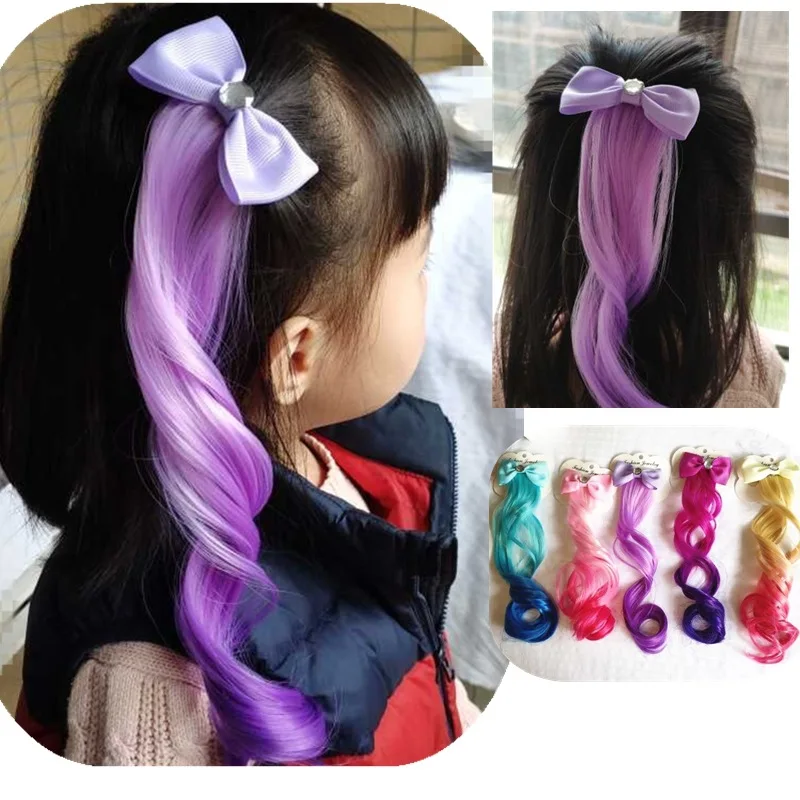 

Cute Child Bowknot Crystal Elastic Hair Band Rubber Band Hair Accessories Kids Wig Headband Girls Twist Braid Rope Headdress
