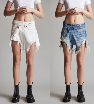 Spring and Summer New High Waisted Folded Denim Shorts with Holes Diagonal Buckle Denim Shorts Women
Spring and Summer New High Waisted Folded Denim Shorts with Holes Diagonal Buckle Denim Shorts Women