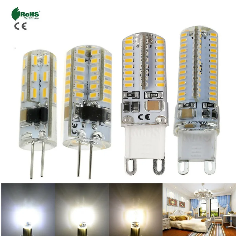 

G4 G9 Silicone Crystal LED Corn Bulb 3W 5W 6W 10W Light Lamp 110V 220V DC 12V 3014 SMD Lighting Replace Halogen Pendant Lamps YZ