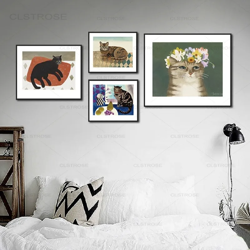 Ретро Европейская кошка милые цветы для домашних животных декоративная живопись