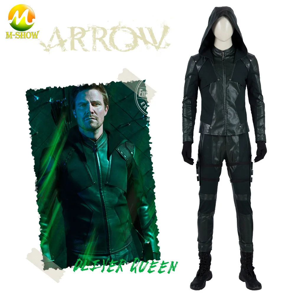

Green Arrow Season 8 Cosplay Costume Mens DC Arrow Costumes Oliver Queen Outfit For Halloween Adult