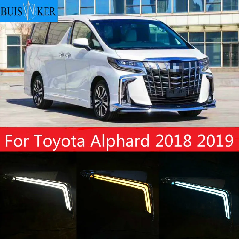 

2pcs For Toyota Alphard 2018 2019 Daytime Running Lights Daylight Fog Lamp LED DRL with Turn Signal Functions