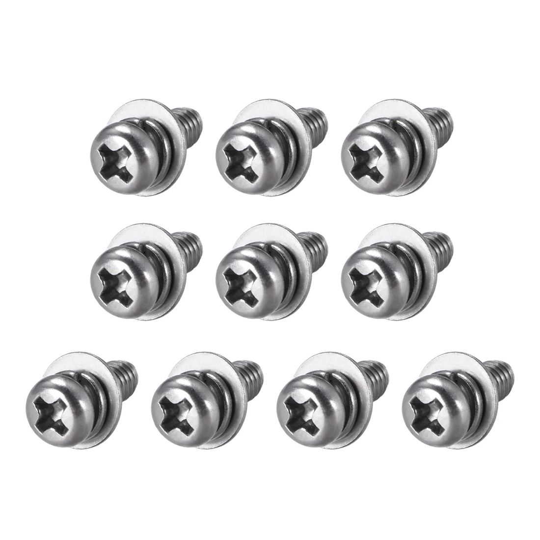 10pcs M4 x 8mm Stainless Steel Phillips Pan Head Machine Screws Bolts Combine with Spring Washer and Plain Washers
10pcs M4 x 8mm Stainless Steel Phillips Pan Head Machine Screws Bolts Combine with Spring Washer and Plain Washers