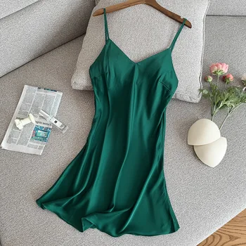 2020 Sexy Nightgown Women's Silky V-neck Suspender Sleep Dress Satin Home Dressing Gown Loose Thin Summer Intimate Lingerie
2020 Sexy Nightgown Women's Silky V-neck Suspender Sleep Dress Satin Home Dressing Gown Loose Thin Summer Intimate Lingerie
