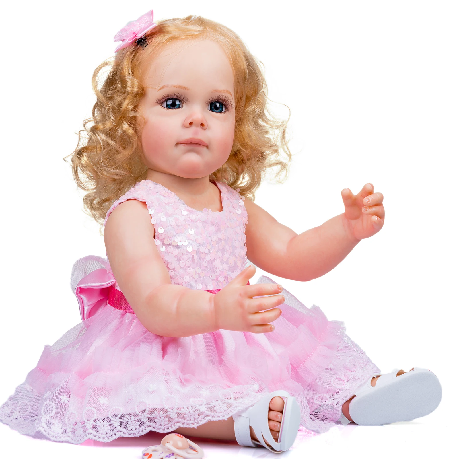 

22inch Newborn Menina Reborn Baby Doll adorable princess girl Maddie toddler full silicone vinyl body bonecas Children's gift