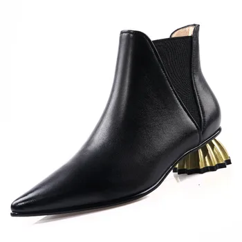 Plus size 34-43 women's genuine leather slip-on chelsea boots aytymn low heel comfortable short booties high quality heels shoes 
Plus size 34-43 women's genuine leather slip-on chelsea boots aytymn low heel comfortable short booties high quality heels shoes
