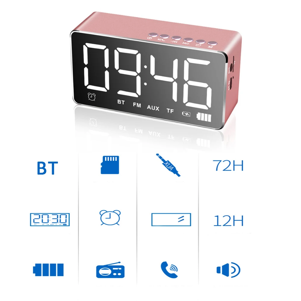 Hot New Multifunction LED Livingroom Alarm Clock Portable BT Wireless Mini Subwoofer Speaker Mirror Function black/red/pink
Hot New Multifunction LED Livingroom Alarm Clock Portable BT Wireless Mini Subwoofer Speaker Mirror Function black/red/pink