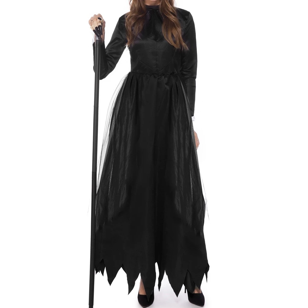 Halloween dress Cosplay Costumes Vampire Witch Costume Women Medieval Victorian Masquerade Costume Black Fancy Maxi Dress 902