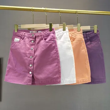 2020 Summer Purple Jean Skirts for Women New Loose High Waist Thin Candy Color Denim Skirt Female A- Line Skirts Jupe Femme
2020 Summer Purple Jean Skirts for Women New Loose High Waist Thin Candy Color Denim Skirt Female A- Line Skirts Jupe Femme