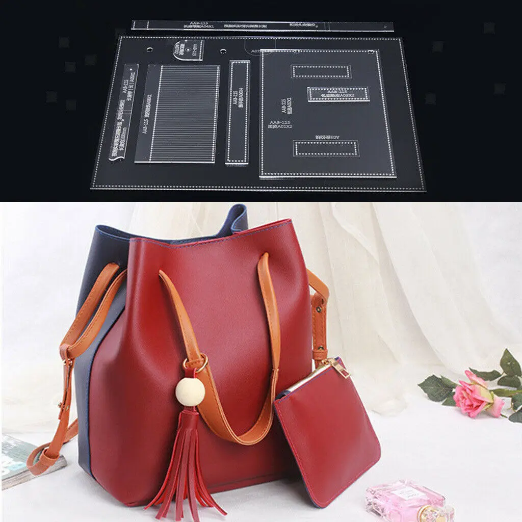 Leather Craft Acrylic Bucket Shoulder Crossbody Bag Handbag Pattern Template Tools Set Handle DIY Craft Transparent 
Leather Craft Acrylic Bucket Shoulder Crossbody Bag Handbag Pattern Template Tools Set Handle DIY Craft Transparent