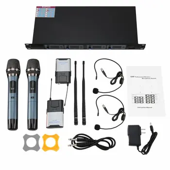 GTD Audio 4x800 Paths UHF Diversity 2 Handheld&2 Headset Microphone Mic System Superior Sound Quality Professional Feature 
GTD Audio 4x800 Paths UHF Diversity 2 Handheld&2 Headset Microphone Mic System Superior Sound Quality Professional Feature