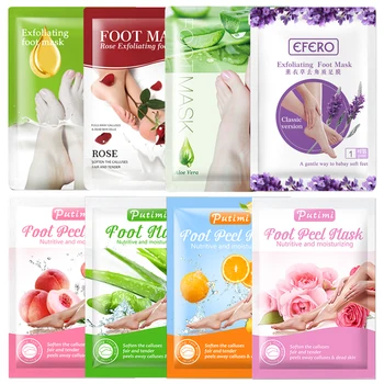 16pcs= 8pair Foot Peeling Mask for Legs Removes Dead Skin Calluses Exfoliating Scrub Pedicure Socks Whitening Moisture Foot Sock