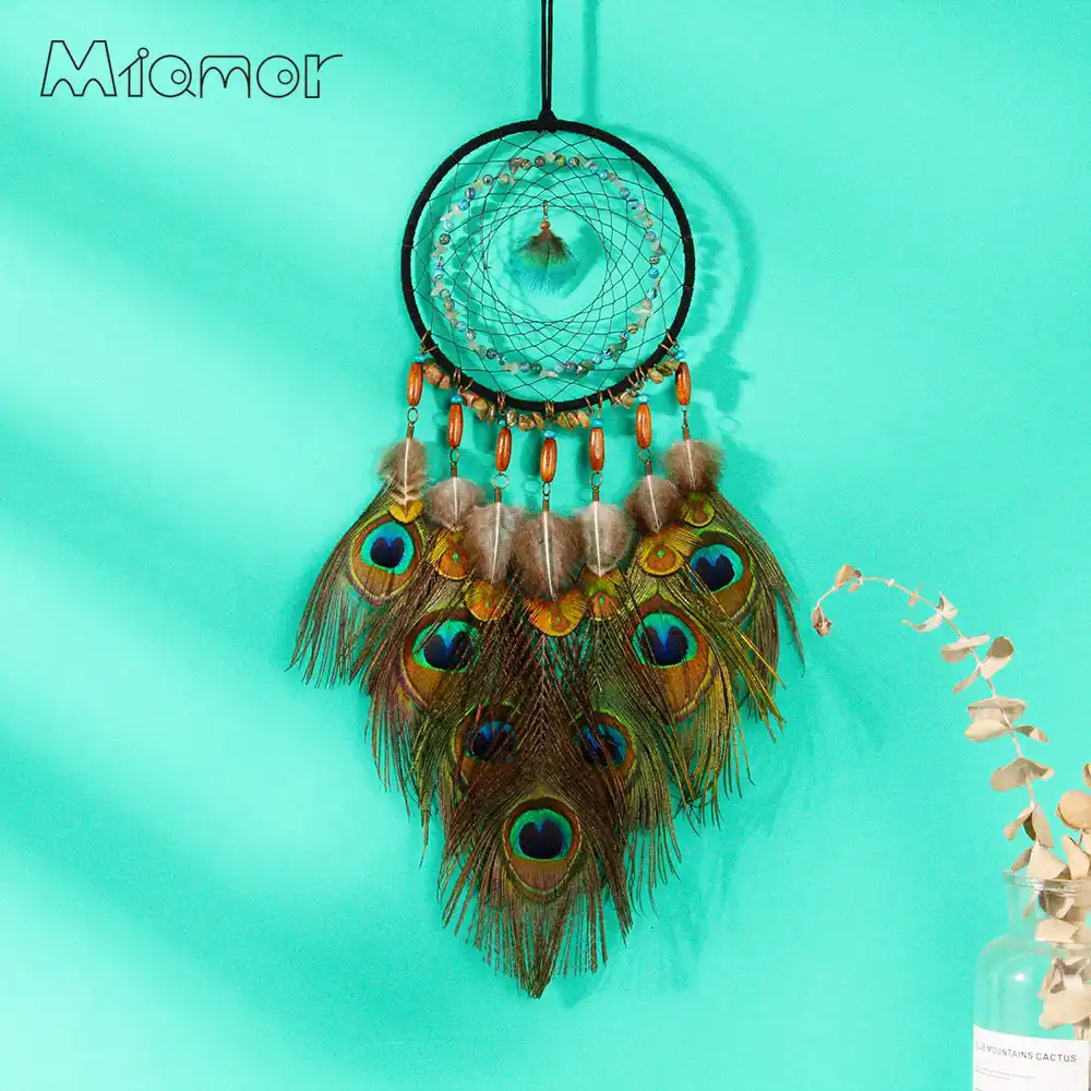 miamor dreamcatcher with peacock feather nursery school kid