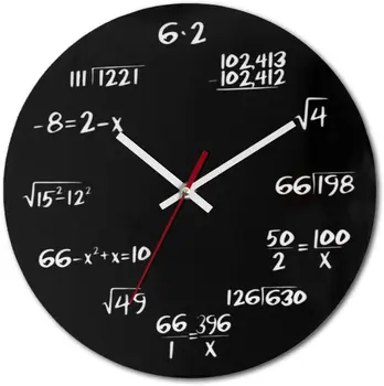 

Math Wall Clock Glow in The Dark Silent Non-Ticking Wall Clocks Night Light Battery Operated Decorative Wall Clock for Classroom