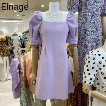 Elnage Korean Fashion 2020 Bubble Short Sleeve Square Collar Slim Waist Solid A Line Dress Spring Summer New Clothing 5A594
Elnage Korean Fashion 2020 Bubble Short Sleeve Square Collar Slim Waist Solid A Line Dress Spring Summer New Clothing 5A594