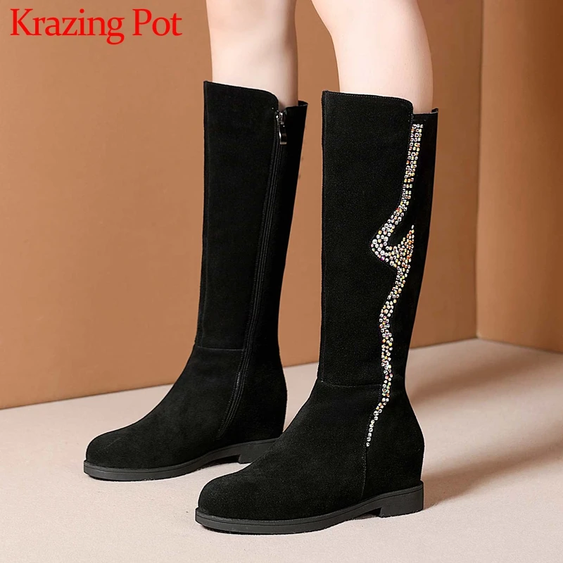 Krazing Pot gorgeous crystal studded round toe low heels side zipper black colors winter keep warm women thigh high boots L8f6
Krazing Pot gorgeous crystal studded round toe low heels side zipper black colors winter keep warm women thigh high boots L8f6