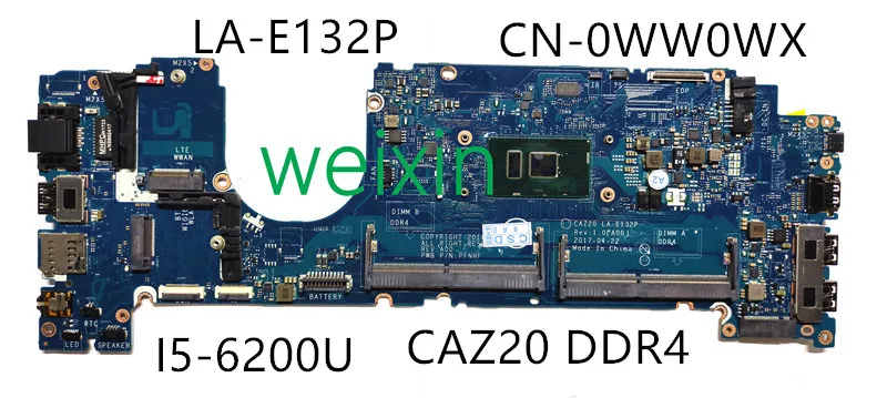 Для Dell latitude 7480 материнская плата 0WW0WX CN-0WW0WX LA-E132P I5-6200 процессор CAZ20 SR2EY DDR4 (полностью