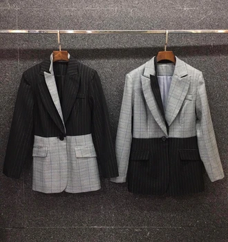 2020 Early Autumn New Women's Lapel Hem Mixed Color Stripe Panel Plaid Long Sleeve Suit 902
2020 Early Autumn New Women's Lapel Hem Mixed Color Stripe Panel Plaid Long Sleeve Suit 902