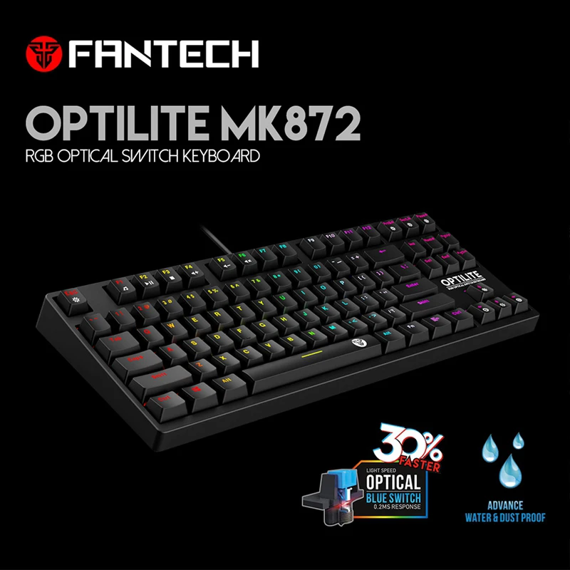 Fantech MK872 Gaming Keyboard RGB Backlit Keyboard Optical Switch Mechanical Keyboard Waterproof E-Sports Mechanical Keyboard 
Fantech MK872 Gaming Keyboard RGB Backlit Keyboard Optical Switch Mechanical Keyboard Waterproof E-Sports Mechanical Keyboard