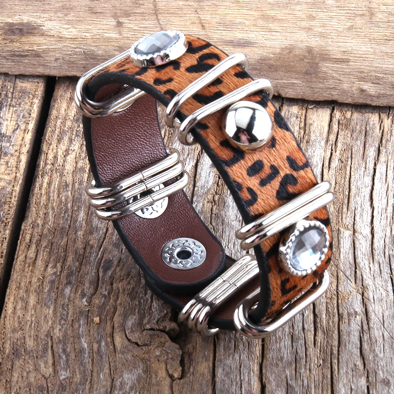 Фото Модный кожаный браслет RH в стиле бохо металлический прямоугольный Браслет из