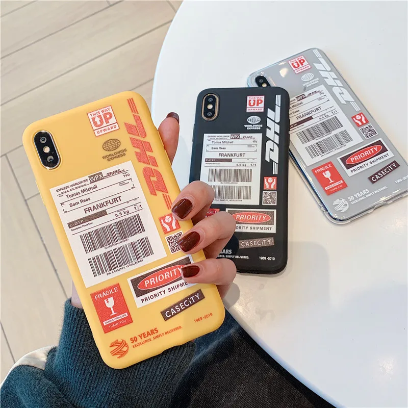 

Personality Couple Dhl Pattern Phone Case For Samsung Note 10 8 9 plus S10 S10 E S9 S8 S7 A30 A50 A70 A80 A5 A8 A9 Soft Cases