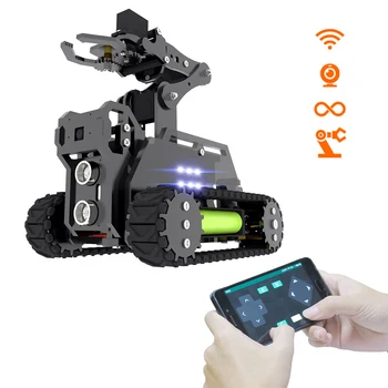 RaspTank WiFi Wireless Smart Robot Car Kit Tank 4-DOF Robotic Arm Robot with OpenCV Target Tracking Video Transmission Function
RaspTank WiFi Wireless Smart Robot Car Kit Tank 4-DOF Robotic Arm Robot with OpenCV Target Tracking Video Transmission Function