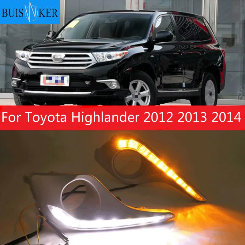 

2 шт. LED DRL для Toyota Highlander 2012 2013 2014 Габаритные огни колпак противотуманных фар фары 12V дневной свет авто-Стайлинг