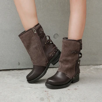 Fashion Western Short Botas Genuine Leather Punk Riding Motorcycle Boots Round Toe Med Chunky Heels wedges Shoes Woman Zapatos
Fashion Western Short Botas Genuine Leather Punk Riding Motorcycle Boots Round Toe Med Chunky Heels wedges Shoes Woman Zapatos
