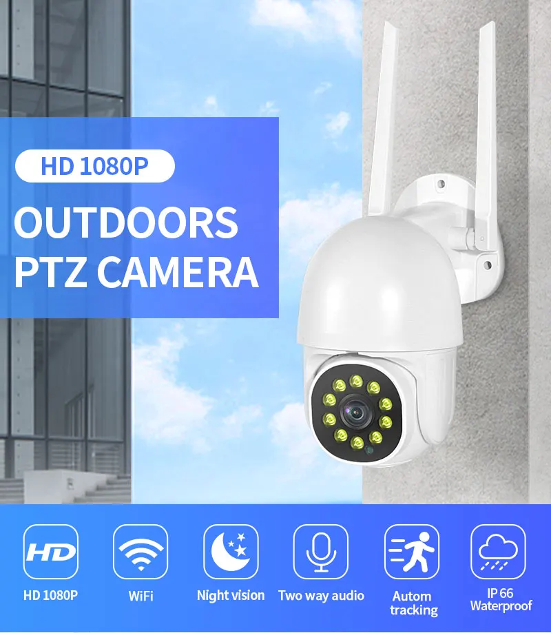 WiFi 1080P IP Camera Wireless Auto tracking PTZ Speed Dome Camera Outdoor CCTV Security Surveillance Waterproof Camera
WiFi 1080P IP Camera Wireless Auto tracking PTZ Speed Dome Camera Outdoor CCTV Security Surveillance Waterproof Camera