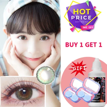Color Contact Lens Set Buy 1 Get 1 Free For Myopia Prescription Beautiful Pupil 14.5mm With Cases & Care Solution Female Girl
Color Contact Lens Set Buy 1 Get 1 Free For Myopia Prescription Beautiful Pupil 14.5mm With Cases & Care Solution Female Girl