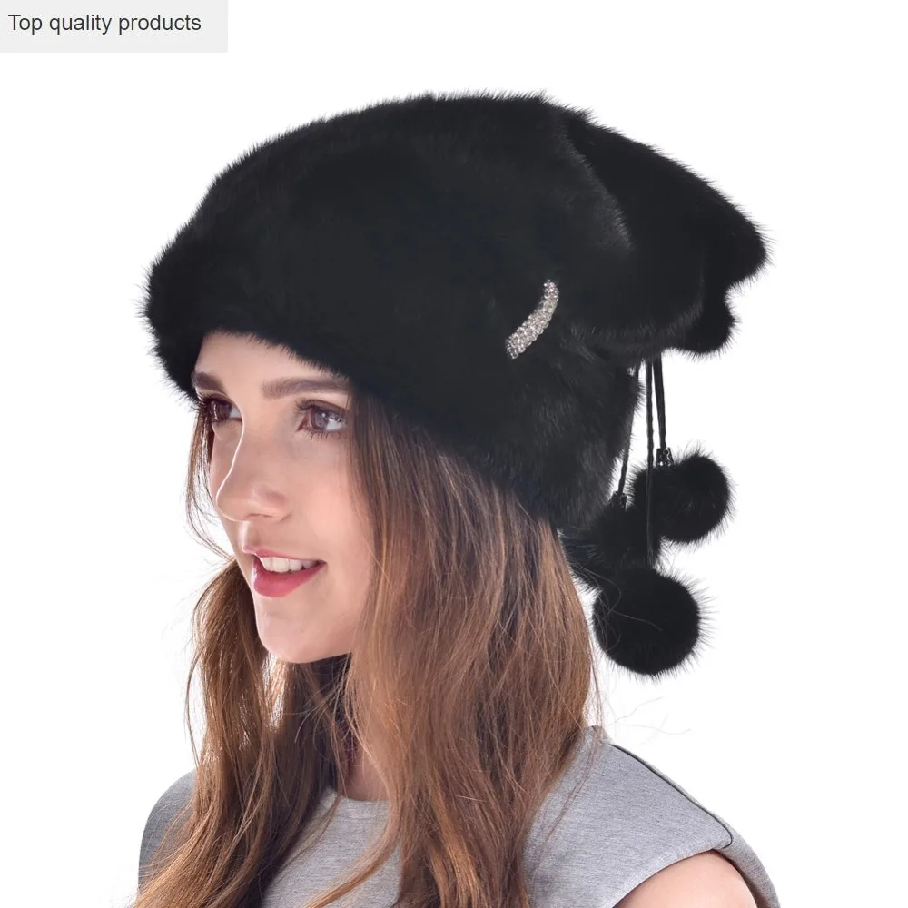 Фото Русская норковая меховая шапка для женщин новинка 2020 зимняя из натуральной норки