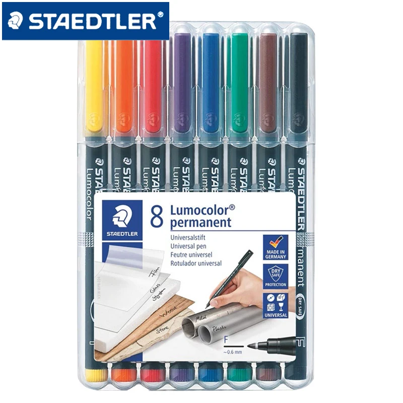 

8-color Set German STAEDTLER oily universal marker pen 318 WP8 0.6mm disc film glass universal marker pen