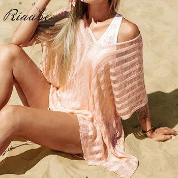Rinabe Transparent Bikini Cover Up Deep v Neck Swimsuit Pareos Solid Dress Cover-Ups Hollow Out Beachwear Women Bathing Suit 
Rinabe Transparent Bikini Cover Up Deep v Neck Swimsuit Pareos Solid Dress Cover-Ups Hollow Out Beachwear Women Bathing Suit