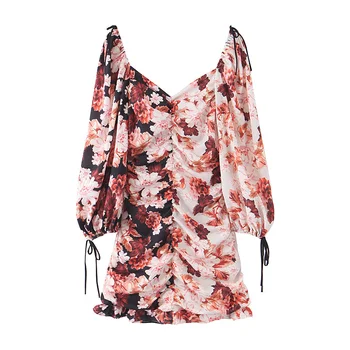 2019 new autumn printing European and American style waist dress women's square collar puff sleeves rural classic classical tigh
2019 new autumn printing European and American style waist dress women's square collar puff sleeves rural classic classical tigh