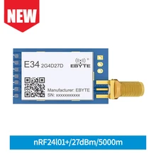 nRF24L01+ 27dBm 5km ISM2.4GHz Ebyte E34-2G4D27D Full Duplex High-Speed Transmission GFSK DIY Wireless Transceiver and Receiver
nRF24L01+ 27dBm 5km ISM2.4GHz Ebyte E34-2G4D27D Full Duplex High-Speed Transmission GFSK DIY Wireless Transceiver and Receiver