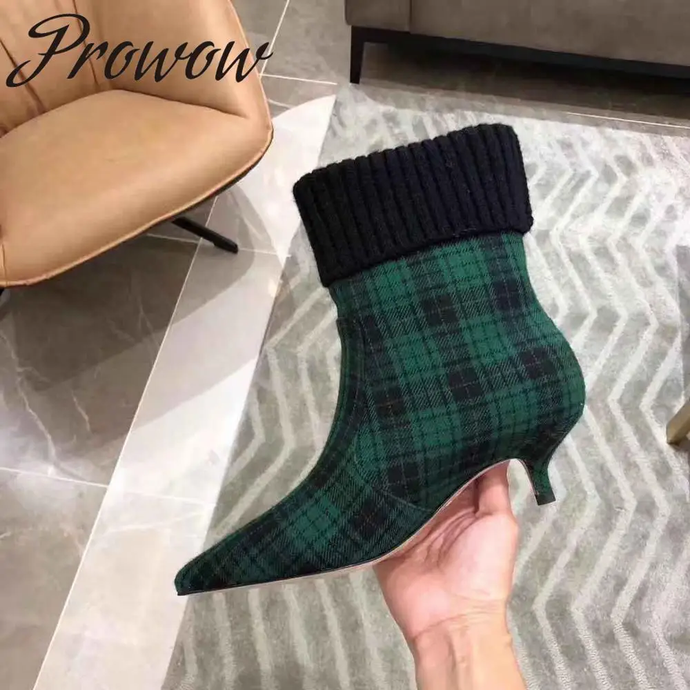 Prowow New Runway Grid Slip On Ankle Boots Genuine Leather Sexy Pointed Toe Kitten Heel Autumn Winter Boots
Prowow New Runway Grid Slip On Ankle Boots Genuine Leather Sexy Pointed Toe Kitten Heel Autumn Winter Boots
